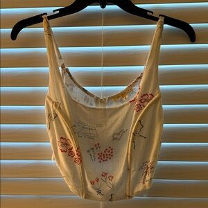 La Hearts Floral Embroidered Camisole - Cream
